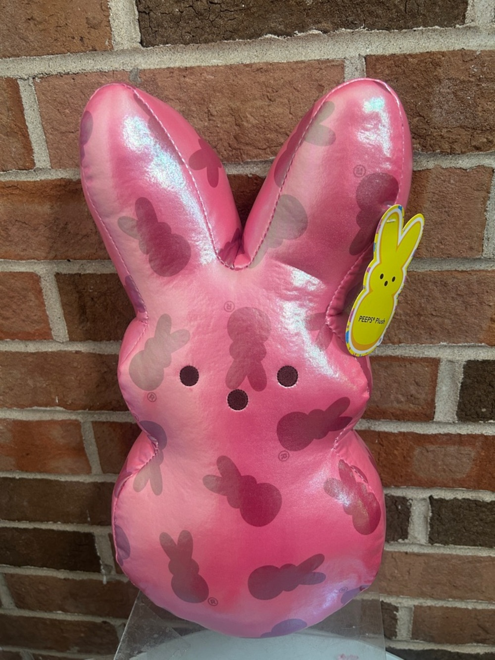 Dandee 15” Peeps Shiny Metallic Pink Bunny Easter Plush Pillow New W/ Tags RARE